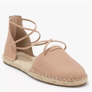 Eileen Fisher $160 Lace-Up Leather Espadrille Sandal, Toffee Cream Size 6.5 NEW